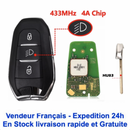 Clé Télécommande Peugeot Main Libre Peugeot 308 208 5008 2008 3008 3 boutons 4A AES Keyless Go